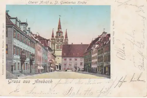 Ansbach i.B. Oberer Markt und St. Gumbertus Kirche gl1903 209.896