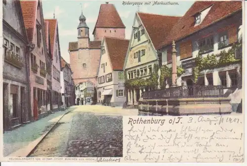 Rothenburg o.d.T. Rödergasse mit Markusturm gl1901 209.937