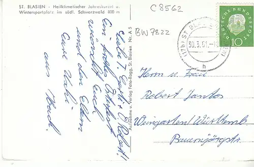 St.Blasien vom Holzberg Winteransicht gl1951 C8562