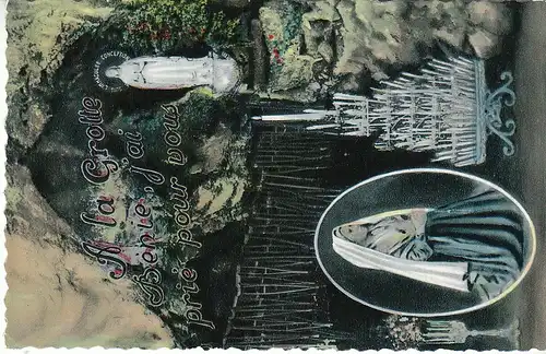 F Lourdes A la Grotte Benie, j'ai prié pour vous ... glum 1960? C7673