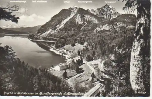 Urfeld am Walchensee mit Kesselbergstraße und Herzogstand glca.1950 215.676