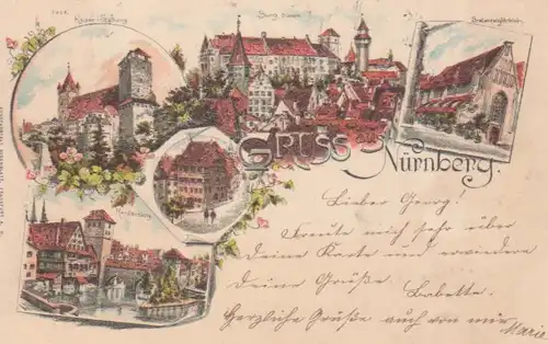 Nürnberg Litho Mehrbildkarte gl1895 209.041