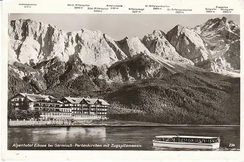 Alpenhotel Eibsee b.Garmisch-Partenkirchen mit Zugspitzmassiv gl1959 C7575