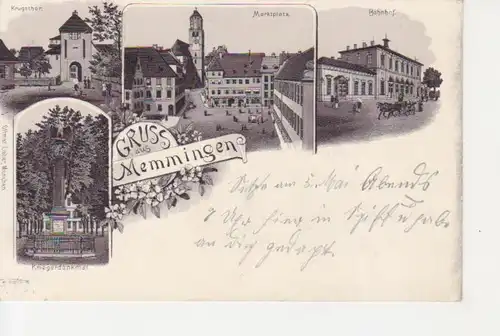 Memmingen Litho Krugstor Denkmal Marktplatz Bahnhof gl1901 210.516