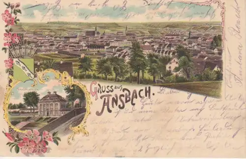 Ansbach i.B. Litho Prinzenschloss Panorama gl1906 209.893