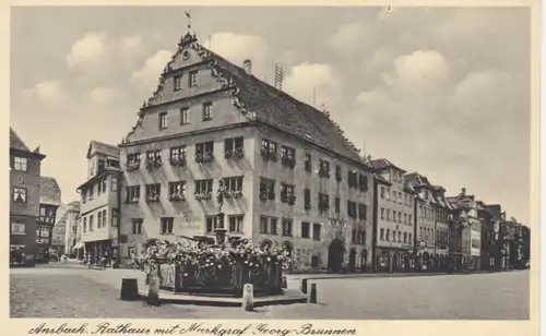 Ansbach i.B. Rathaus mit Brunnen feldpgl1940 209.908