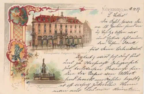 Nürnberg Litho Jugendbrunnen Magzin gl1907 208.999