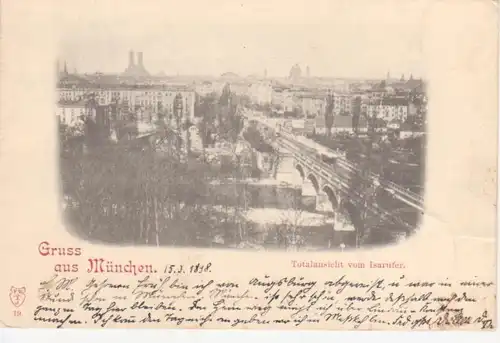 München - Totalansicht vom Isarufer gl1898 216.292