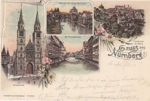 Nürnberg Litho Mehrbildkarte gl1899 209.040