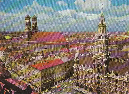 München Frauenkirche und Rathausturm gl1970 C4487