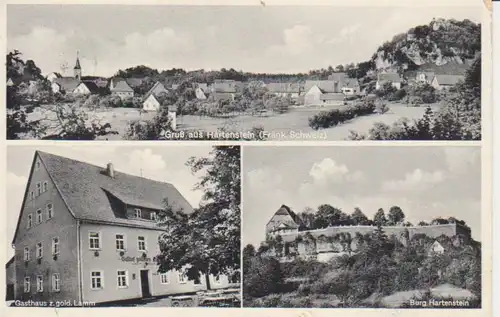 Hartenstein Panorama Burg und Gasthaus zum goldenen Lamm gl1958 209.458