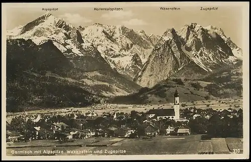 Garmisch Panorama mit Alpspitze Waxenstein und Zugspitze glca.1935 137.204