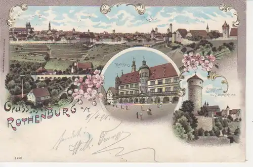 Rothenburg o.d.T. Rathaus Strafturm Panorama gl1898 209.942