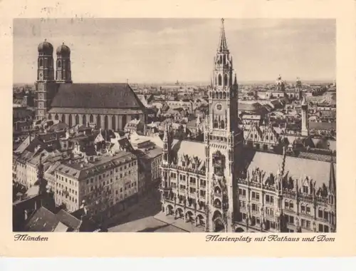 München - Marienplatz mit Rathaus und Dom gl1955 216.271