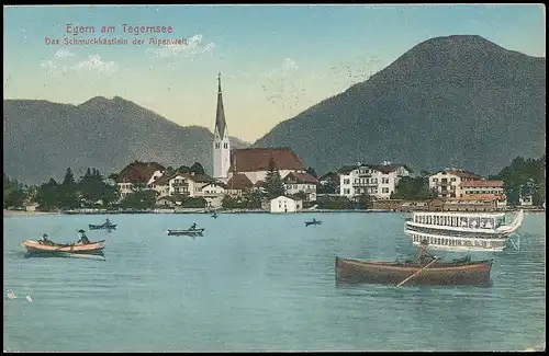 Egern am Tegernsee Blick zur Kirche Bootspartien gl1915 139.713