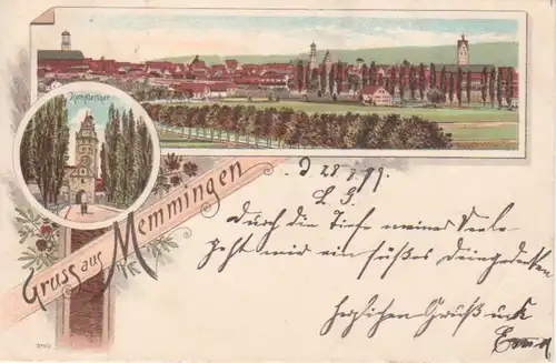 Memmingen Litho Kemptertor Panorama gl1899 210.513