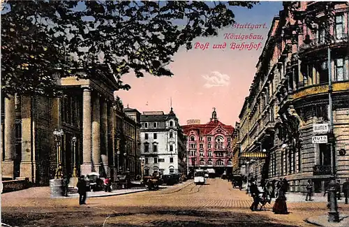 Stuttgart Königsbau Post und Bahnhof feldpgl1916 141.212