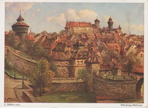 Nürnberg Hallertor Künstler-AK L. Mößler gl1940 216.908