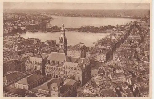 Hamburg Rathaus mit Alster gl1935 211.705