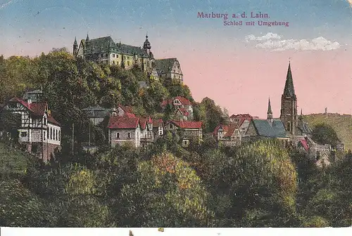 Marburg a.d.Lahn Schloß mit Umgebung feldpgl1918 C5361