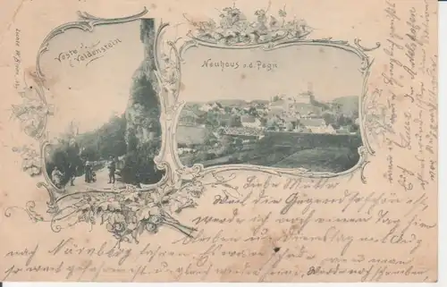 Neuhaus a.d. Pegnitz Litho Panorama und Veste Veldenstein gl1899 209.481