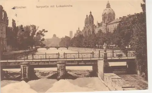 München Isarpartie mit Lukaskirche gl1926 212.493