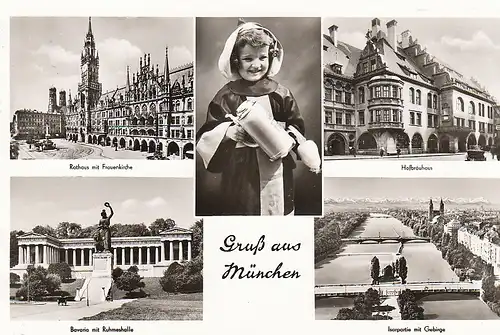Gruß aus München mit Münchener Kindl Mehrbildkarte ngl C5225