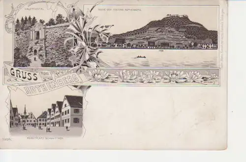 Festung Rothenberg Litho Hauptportal und Marktplatz Schnaittach ngl 209.454