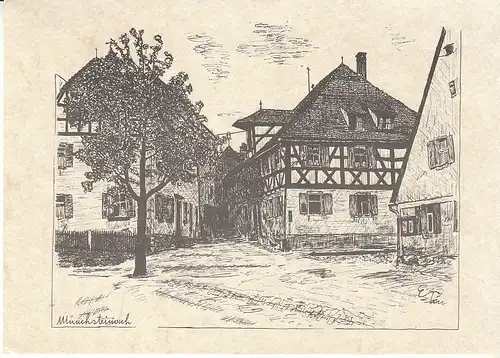 Münchsteinach Ortspartie Künstlerkarte ngl C8135