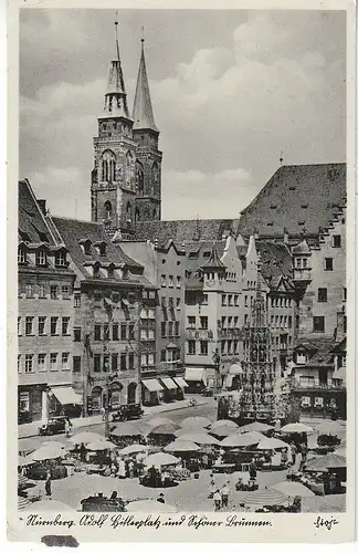 Nürnberg A.-H.-PLatz mit "Schöner Brunnen" gl1940 C5754