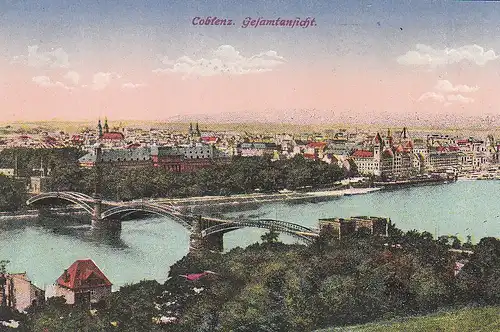 Coblenz Gesamtansicht mit Rheinbrücke ngl C5156