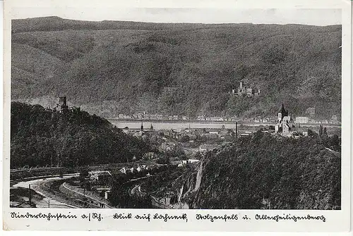 Niederlahnstein Blick >> Lahneck, Stolzenfels, Allerheiligenberg gl1936 C5898