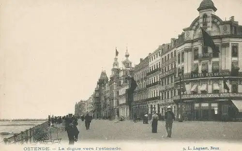 Ostende - La digue vers l'estacade ngl 136.588