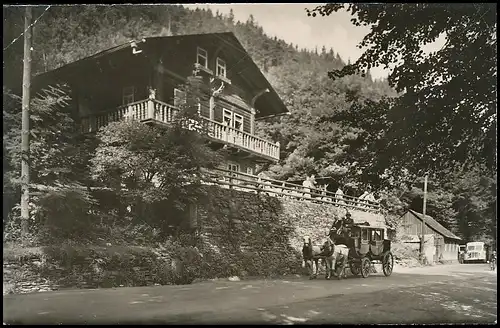 Schwarzburg i.Th. HO-Gaststätte Schweizerhaus mit Postkutsche gl1960 139.063