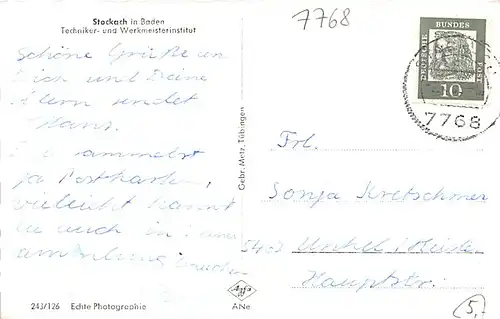 Stockach in Baden Techniker-und Werkmeisterinstitut gl1965 140.823