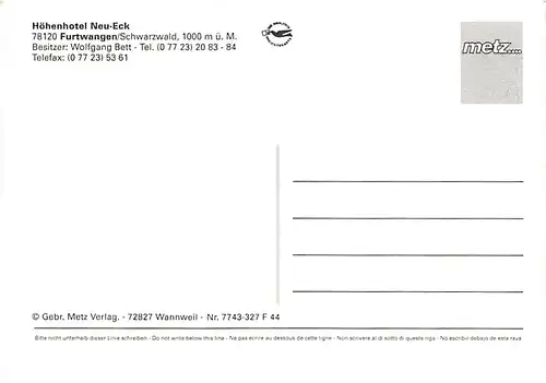 Furtwangen Höhenhotel Neu-Eck ngl 140.843