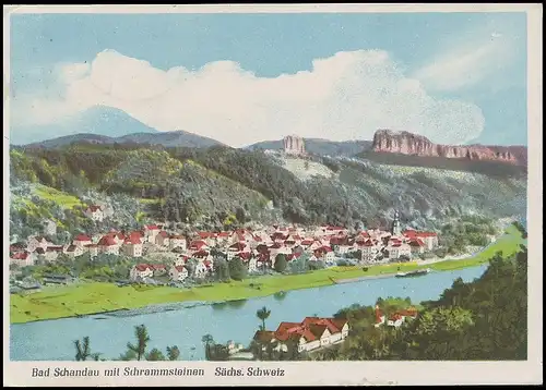 Bad Schandau Panorama mit Schrammsteinen gl1949 139.127