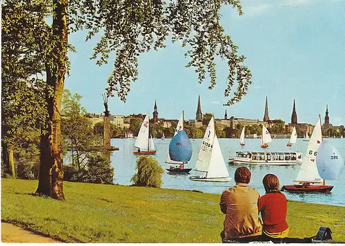 Hamburg Außenalster mit Stadtpanorama gl1972 C6797