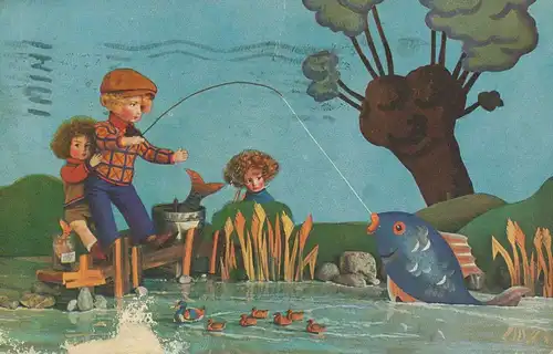 Angeln: Großer Fisch beißt an glca.1920 136.701