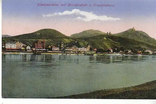 Königswinter mit Drachenfels und Drachenburg ngl C5895