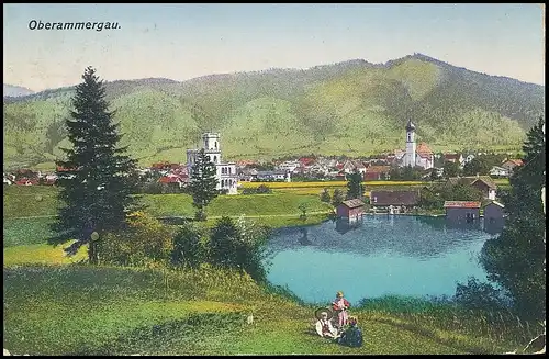 Oberammergau - Panorama mit Weiherbad gl1922 137.871