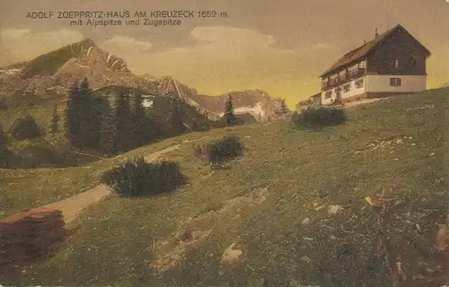 Berghütte: Adolf-Zoeppritz-Haus Kreuzeck mit Alpspitze gl1914 104.784