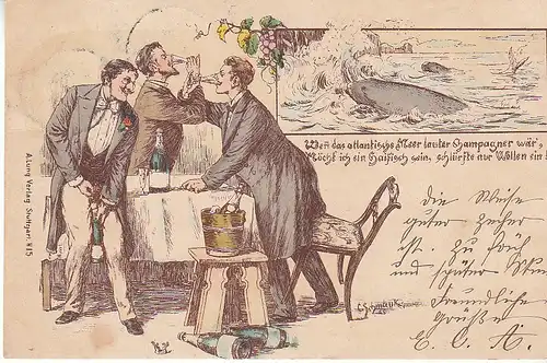 Wenn das atlantische Meer lauter Champagner wär', Litho gl1900 C6663