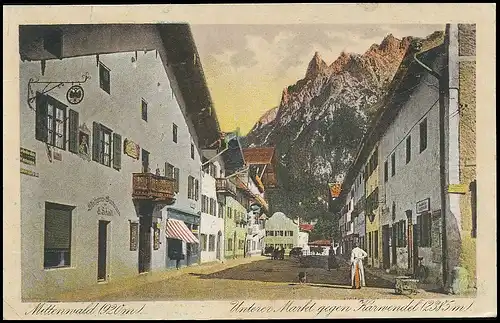 Mittenwald - Unterer Markt gegen Karwendel gl1925 137.969