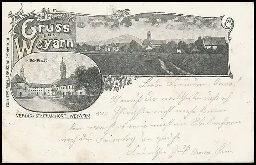 Weyarn Kirchplatz Panorama gl1902 139.380