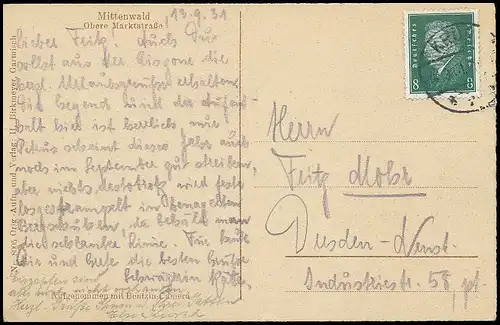 Mittenwald - Obere Marktstraße gl1931 137.966