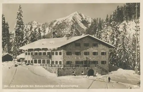Berghütte: Ski-und Berghütte am Schwarzenkopf mit Brecherspitze gl1928 104.603