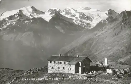Berghütte: Starkenburger Hütte gegen Stubaiergletscher gl1960 104.628