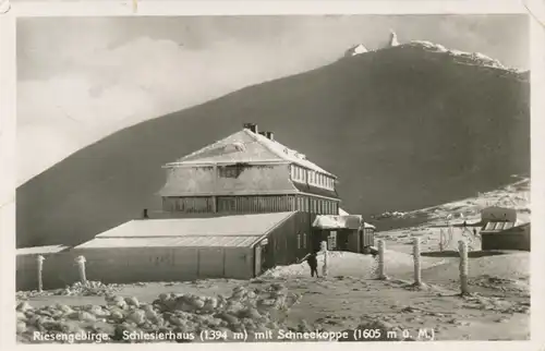Berghütte: Riesengebirge Schlesierhaus mit Schneekoppe gl1944 104.638