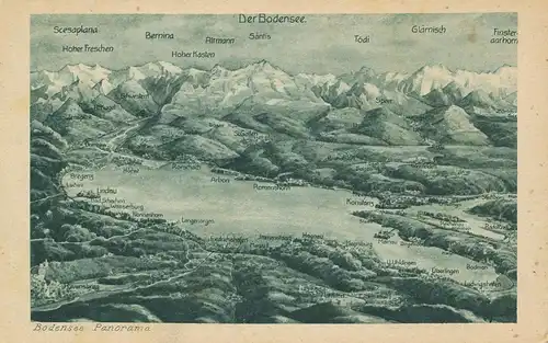 Der Bodensee Panorama Künstlerkarte von V. Marschall gl1929 137.069